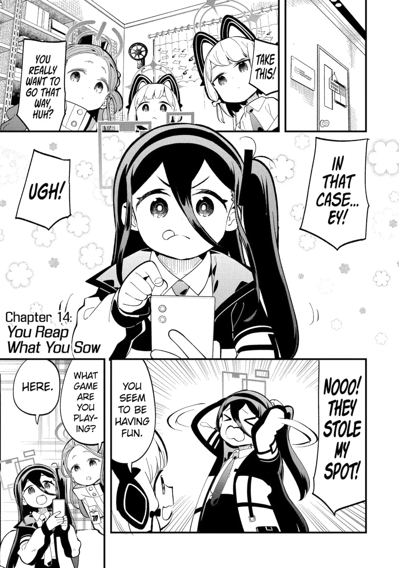Blue Archive: Game Kaihatsubu Daibouken! Chapter 14 page 1