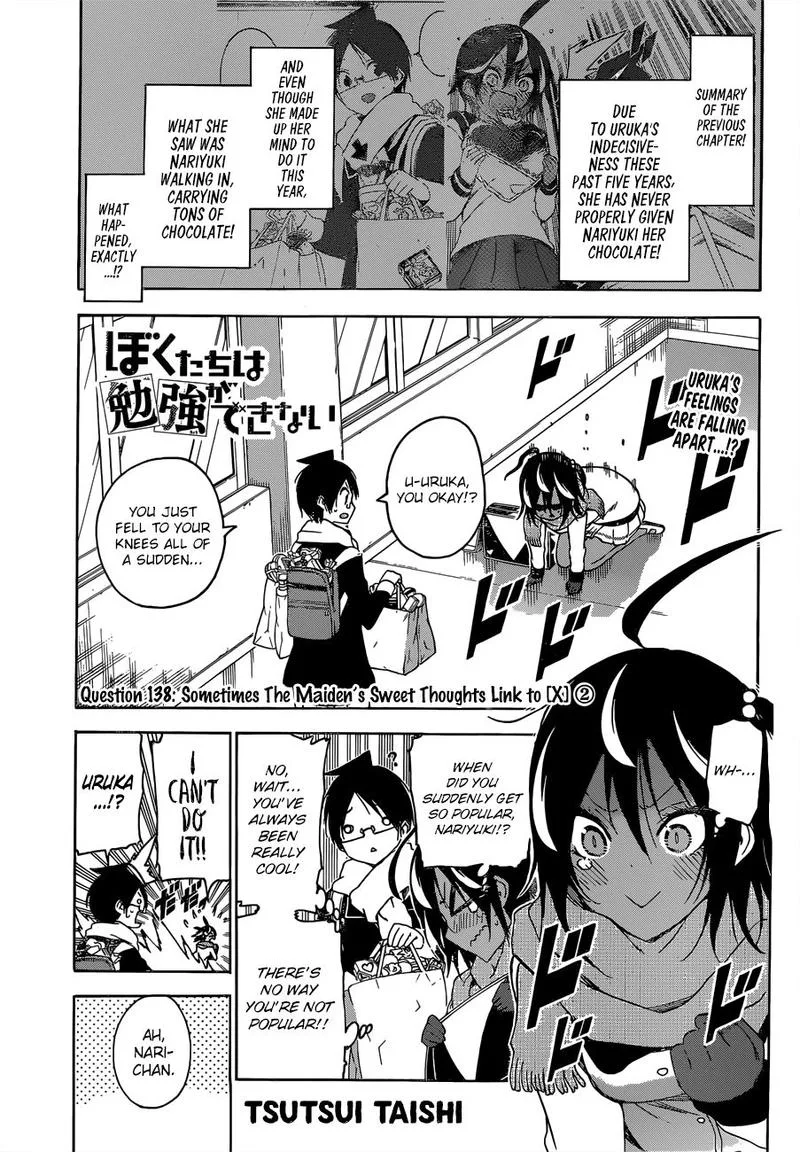 Bokutachi wa Benkyou ga Dekinai Chapter 138 page 1