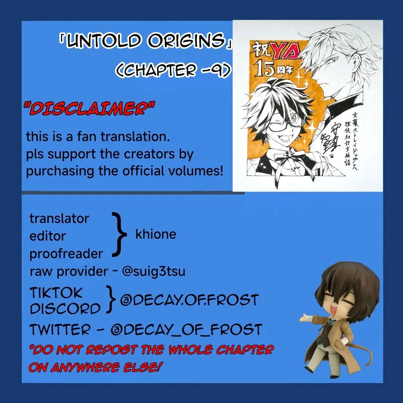 Bungou Stray Dogs: The Secret Story Behind the Detective Agency's Establishment Chapter 9 page 1