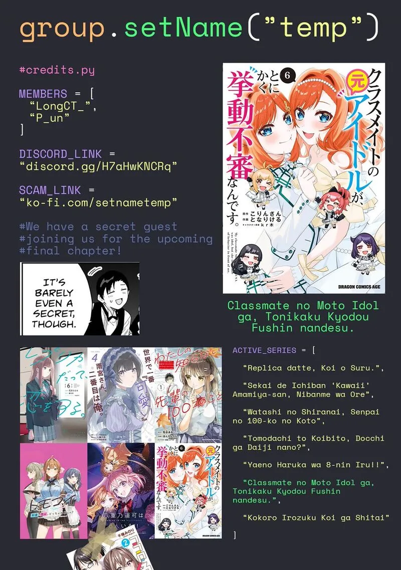 Classmate no Moto Idol ga, Tonikaku Kyodou Fushin Nan desu Chapter 31 page 39