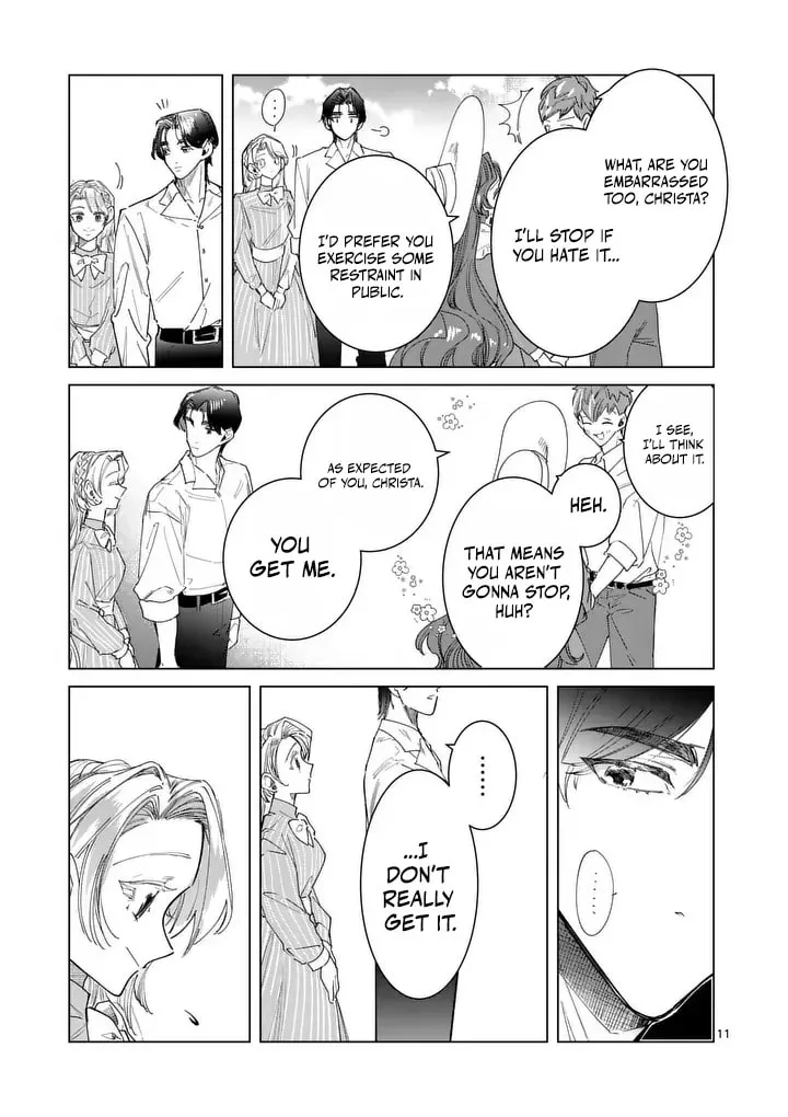Gijou ga Akuyaku Reijou to shite Hametsu Suru Koto o Shitta node, Mechakucha Aishimasu: Keiyaku Kekkon de Watashi ni Kanshin ga Nakatta Hazu no Koushaku-sama ni, Kizuitara Dekiai Saretemashita @comic Chapter 39.1 page 12