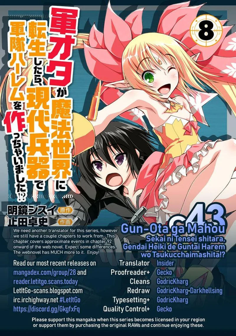 Gunota ga Mahou Sekai ni Tensei Shitara, Gendai Heiki de Guntai Harem o Tsukucchaimashita!? Chapter 43 page 1