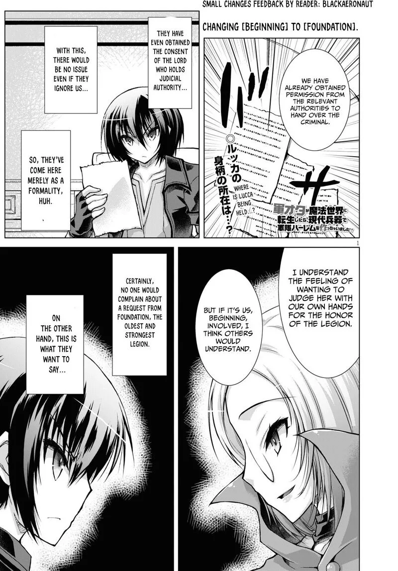 Gunota ga Mahou Sekai ni Tensei Shitara, Gendai Heiki de Guntai Harem o Tsukucchaimashita!? Chapter 61 page 1
