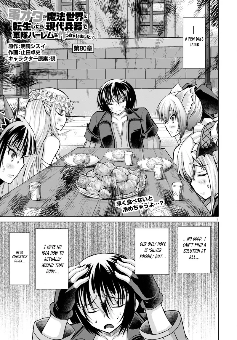 Gunota ga Mahou Sekai ni Tensei Shitara, Gendai Heiki de Guntai Harem o Tsukucchaimashita!? Chapter 80 page 1