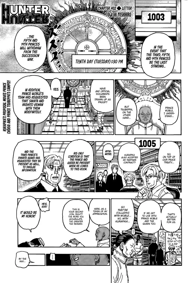 Hunter X Hunter Chapter 402 page 1