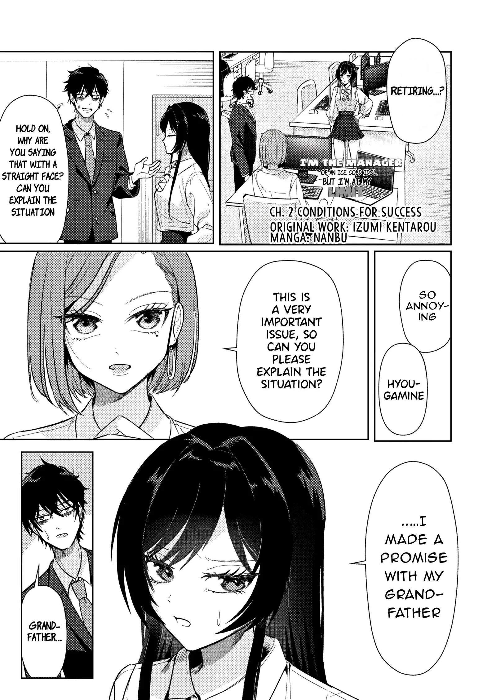 Hyouga-kei Idol no Manager wo Shiteimasu ga, Mou Genkai desu. Chapter 2 page 1