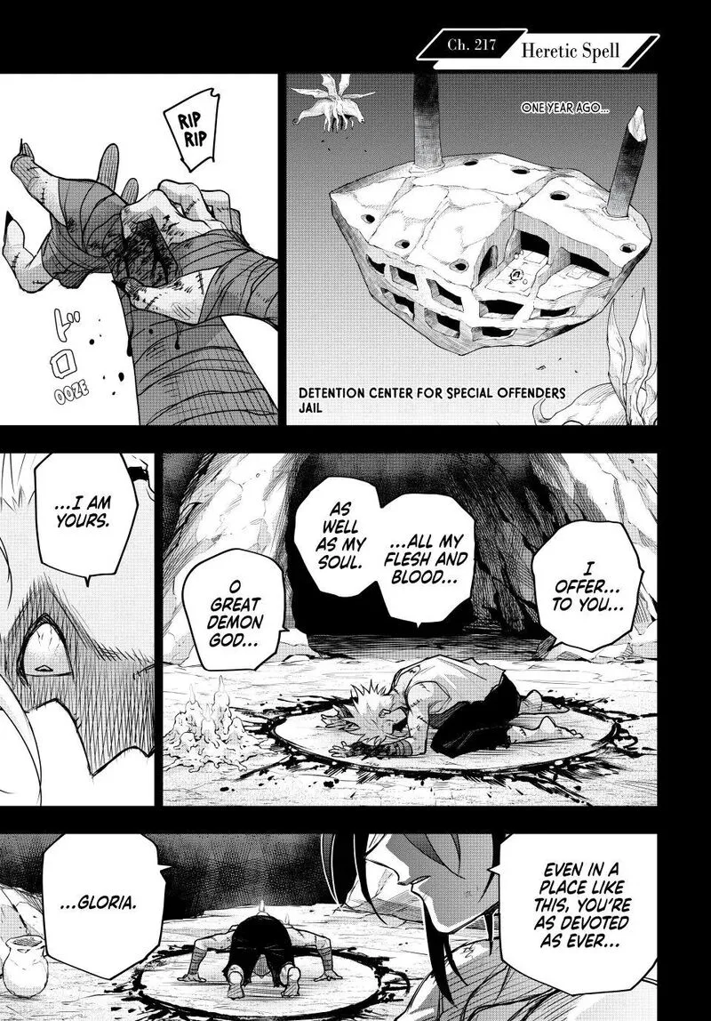 Mikata ga Yowasugite Hojo Mahou ni Tesshiteita Kyuutei Mahoushi, Tsuihou Sarete Saikyou wo Mezashimasu Chapter 217 page 1