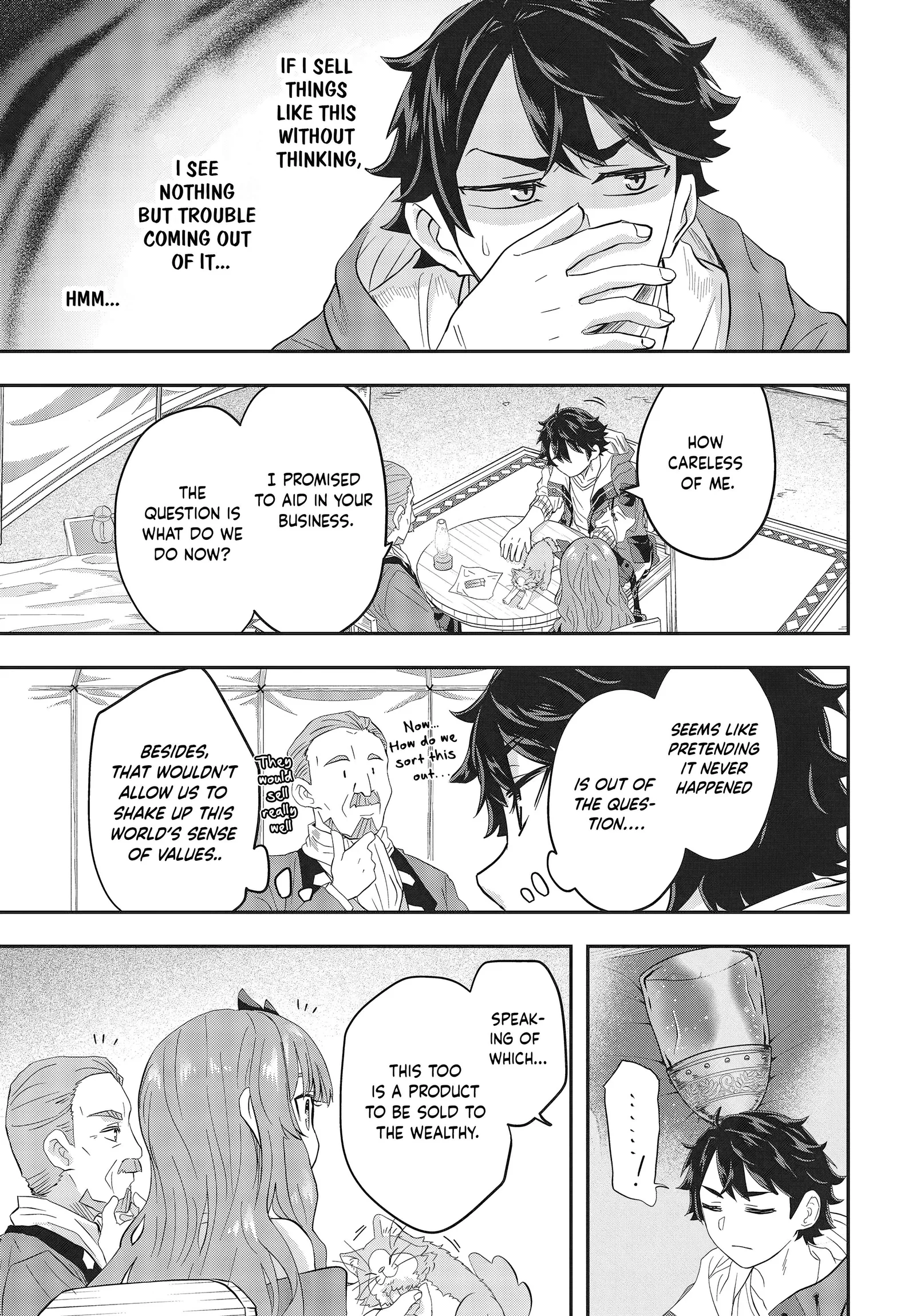 Muteki Shounin no Isekai Nariagari Monogatari ~Gendai no Seihin o Jizai ni Toriyoseru Sukiru ga Aru Node Isekai de wa Rakushoudesu~ Chapter 2 page 21