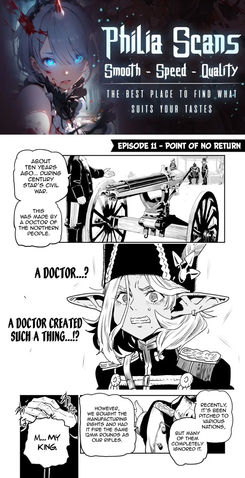 Orcsen Oukokushi - Yaban na Ooku no Kuni wa, Ikanishite Heiwa na Elf no Kuni wo Yakiharau ni Itatta ka Chapter 11 page 1