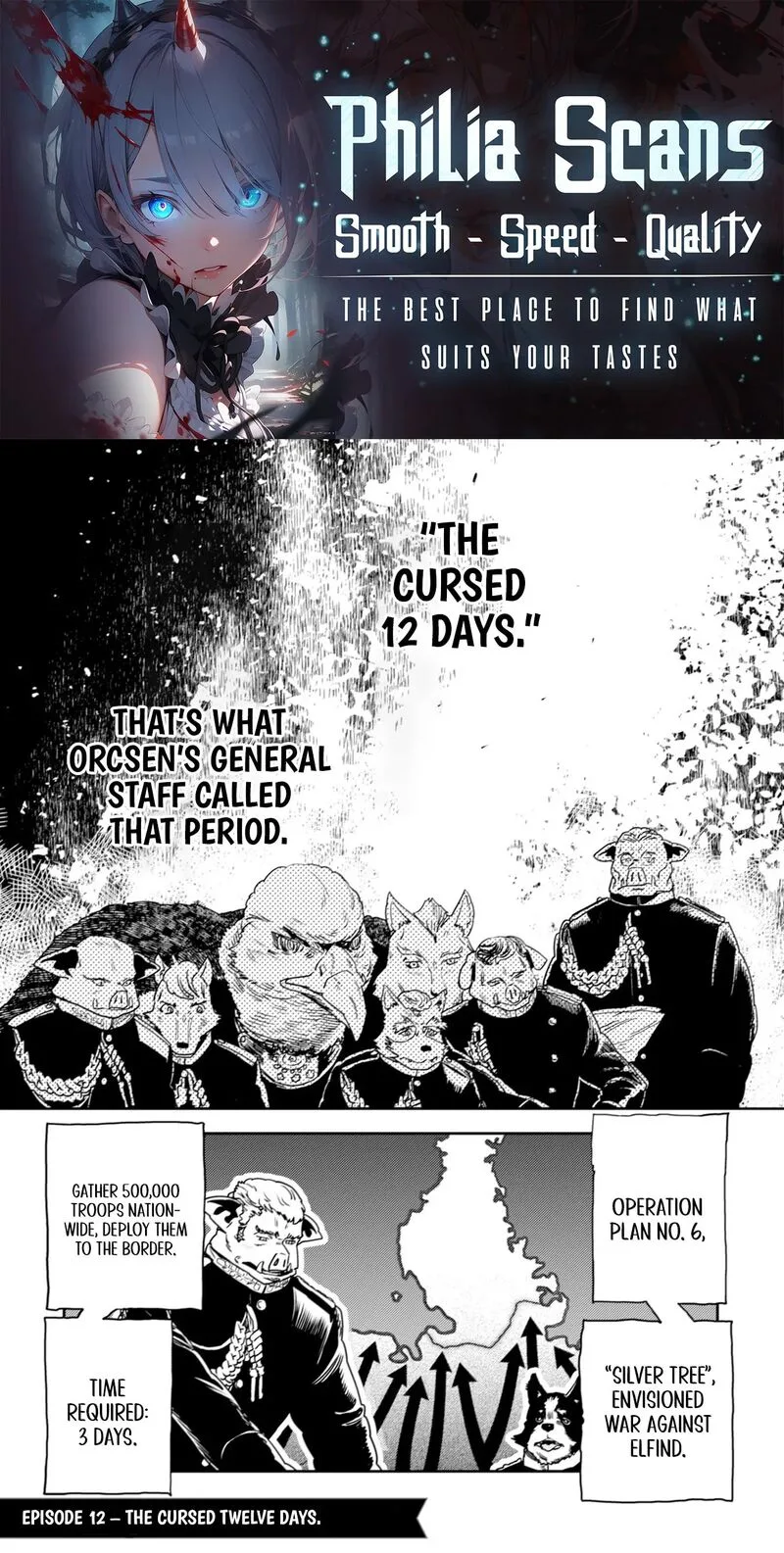 Orcsen Oukokushi - Yaban na Ooku no Kuni wa, Ikanishite Heiwa na Elf no Kuni wo Yakiharau ni Itatta ka Chapter 12 page 1