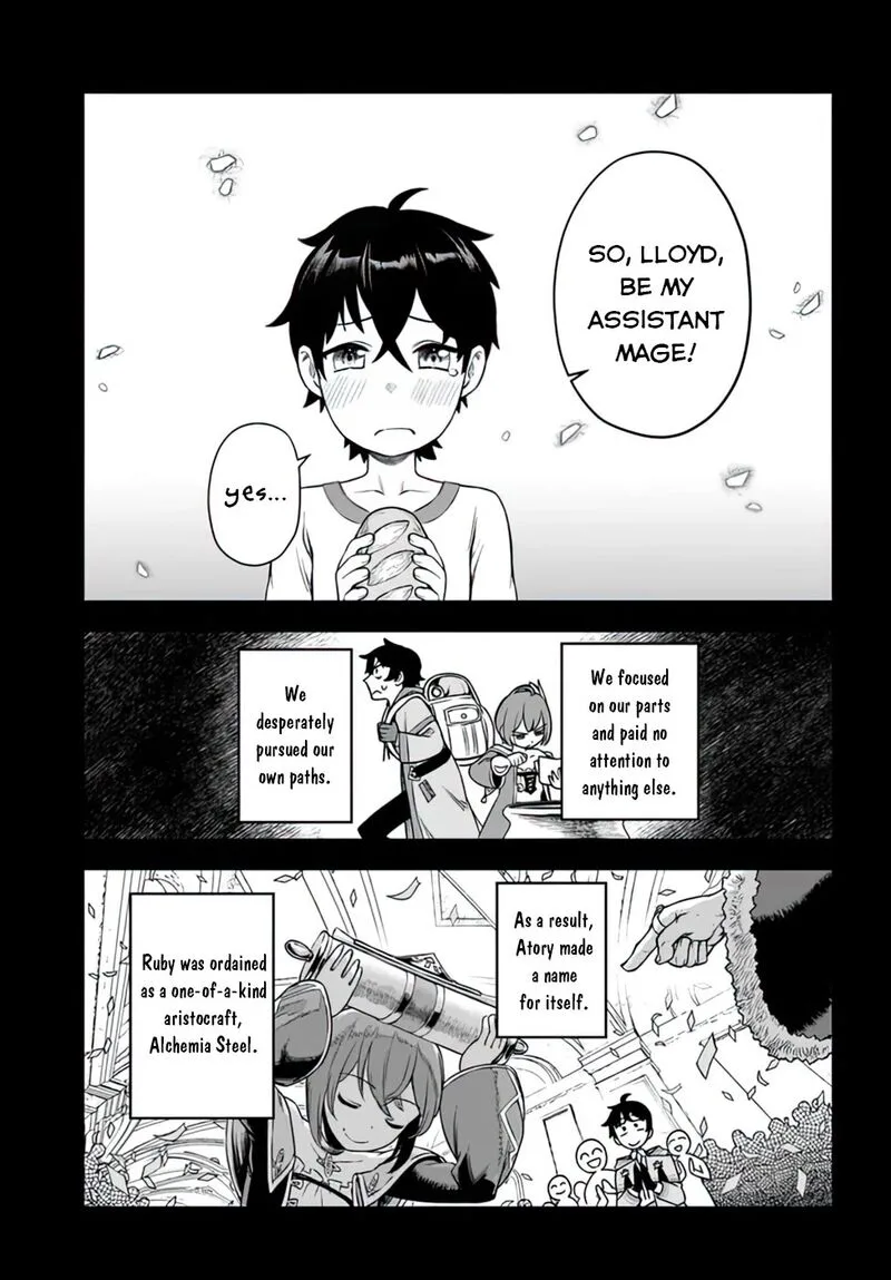 Ore Igai Dare mo Saishu Dekinai Sozai na no ni "Sozai Saishuritsu ga Hikui" to Pawahara suru Osananajimi Renkinjutsushi to Zetsuen shita Senzoku Madoushi, Henkyou no Machi de Slow Life wo Okuritai. Chapter 1 page 18