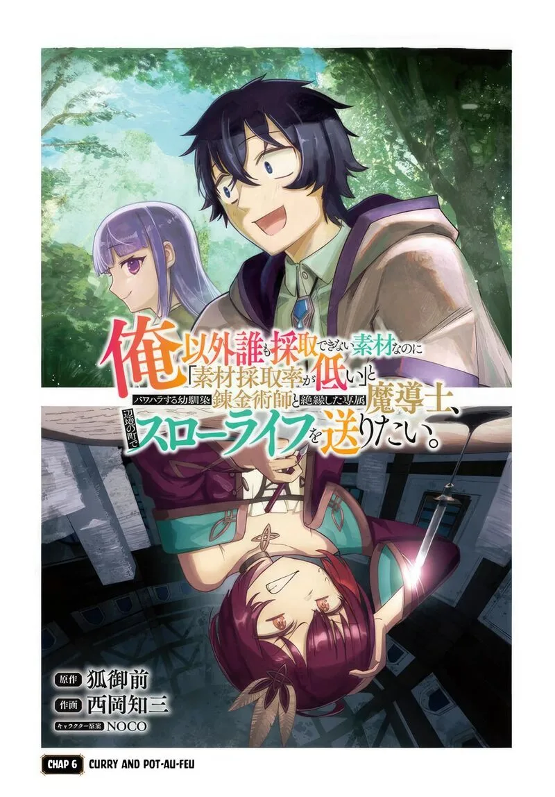 Ore Igai Dare mo Saishu Dekinai Sozai na no ni "Sozai Saishuritsu ga Hikui" to Pawahara suru Osananajimi Renkinjutsushi to Zetsuen shita Senzoku Madoushi, Henkyou no Machi de Slow Life wo Okuritai. Chapter 6 page 1
