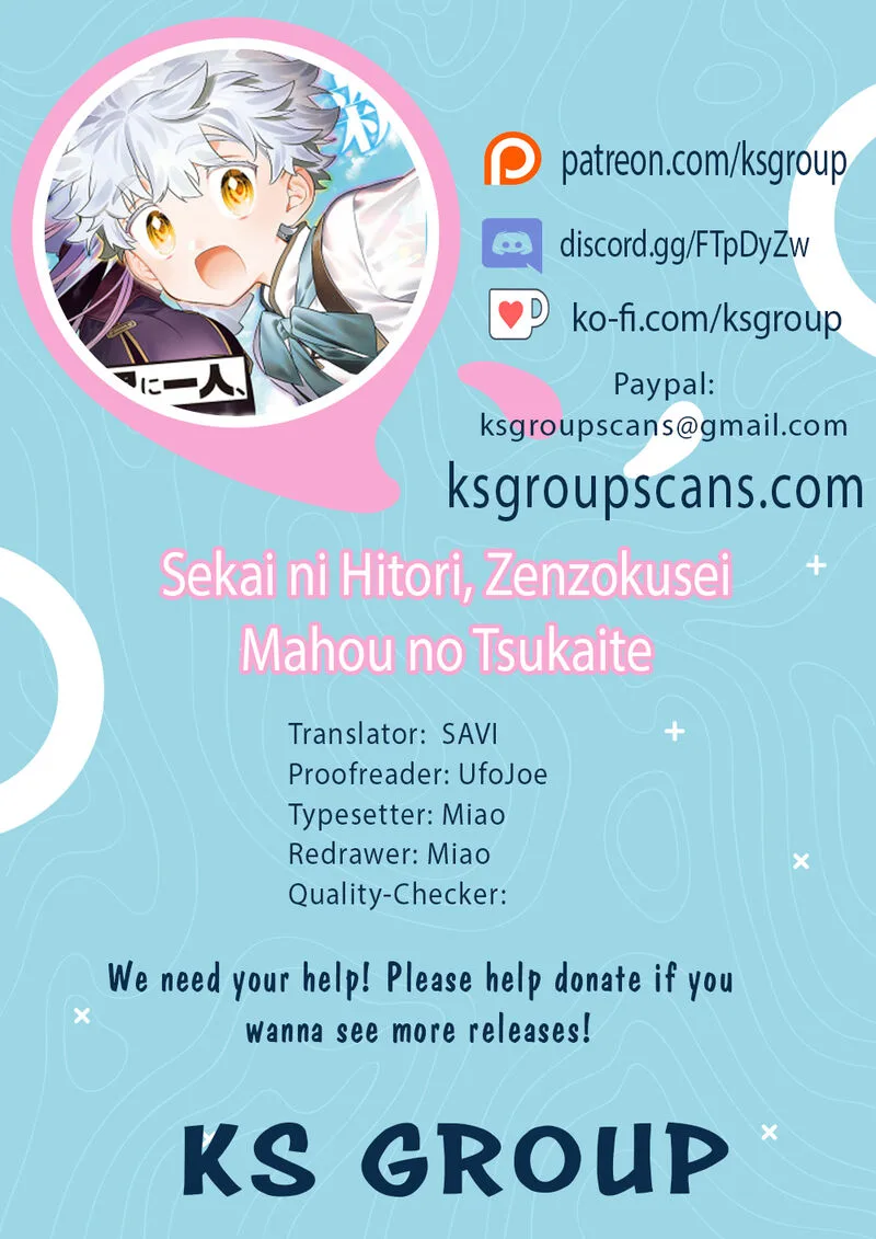 Sekai ni Hitori, Zenzokusei Mahou no Tsukaite Chapter 25 page 1