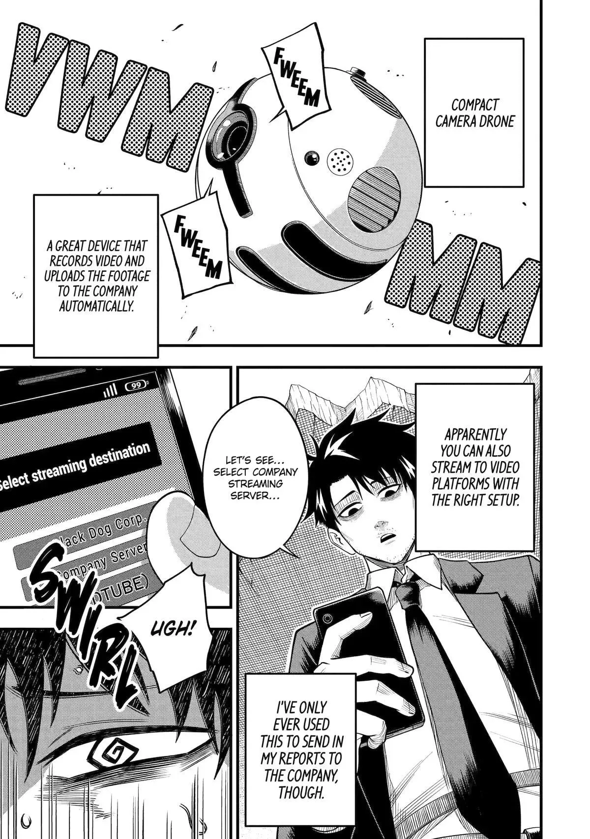 Shachiku Kensei, Haishinsha ni Naru: Black Guild Kaishain, Ukkari Kaisha-you Kaisen de S-kyuu Monster o Aite ni Musou Suru Tokoro o Zenkoku Haishin Shiteshimau Chapter 1 page 13