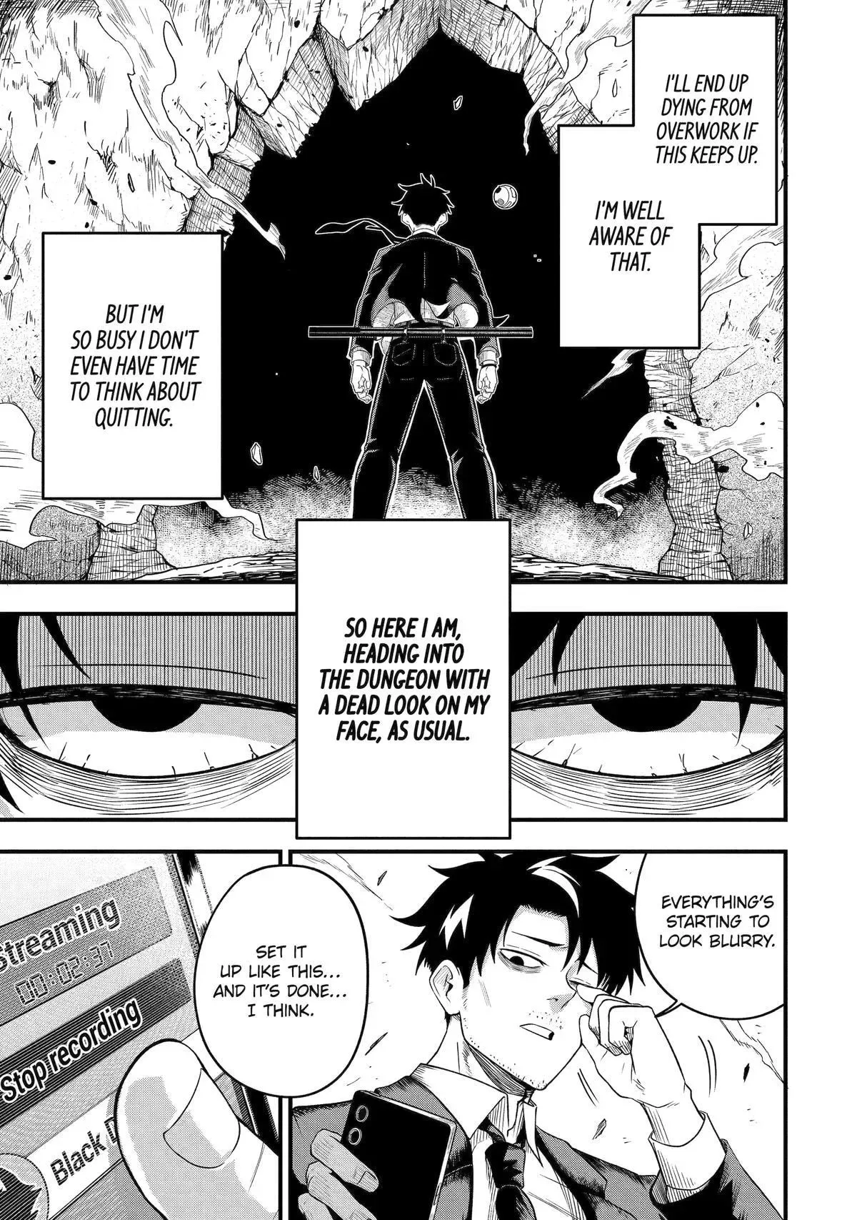 Shachiku Kensei, Haishinsha ni Naru: Black Guild Kaishain, Ukkari Kaisha-you Kaisen de S-kyuu Monster o Aite ni Musou Suru Tokoro o Zenkoku Haishin Shiteshimau Chapter 1 page 17
