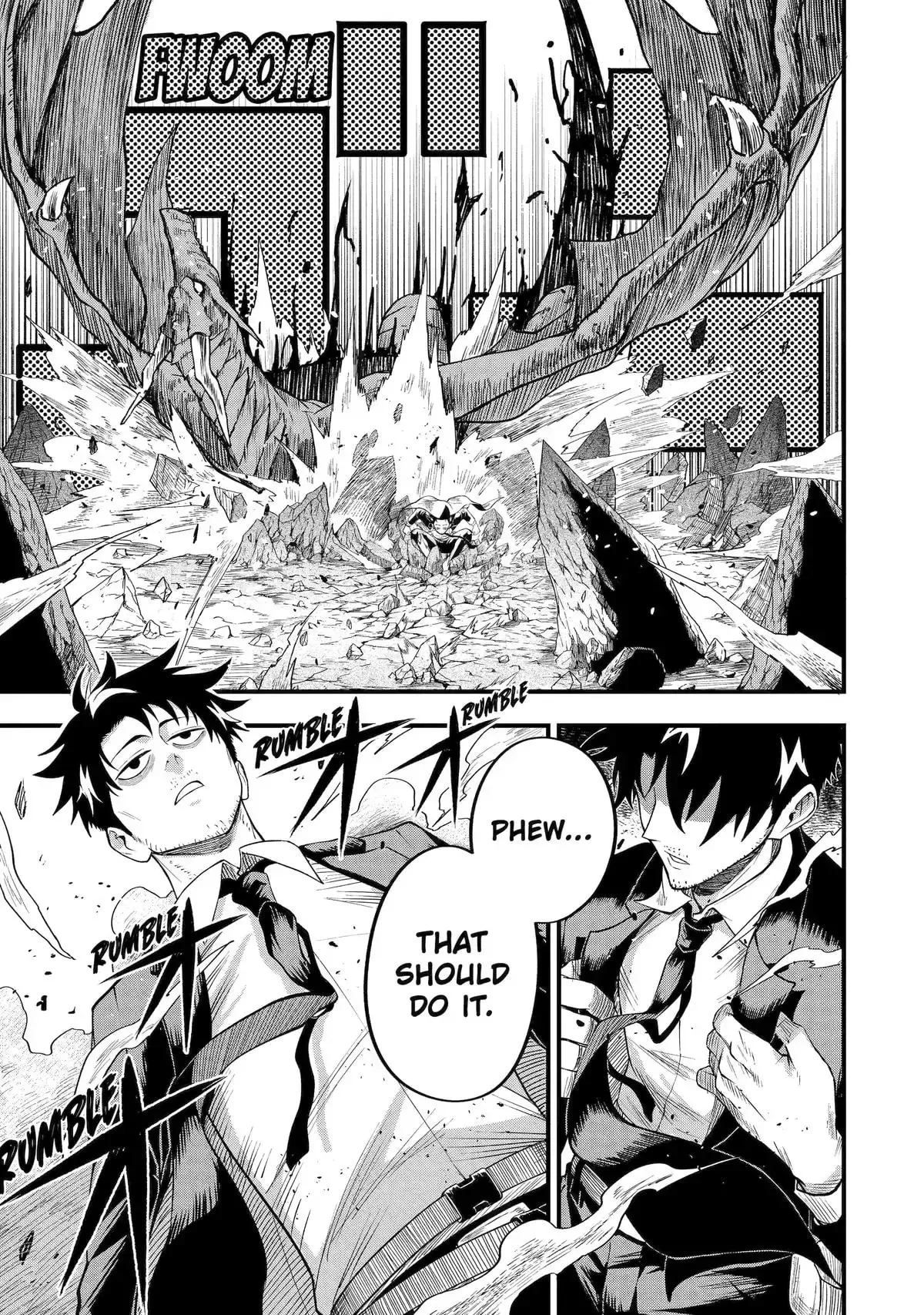 Shachiku Kensei, Haishinsha ni Naru: Black Guild Kaishain, Ukkari Kaisha-you Kaisen de S-kyuu Monster o Aite ni Musou Suru Tokoro o Zenkoku Haishin Shiteshimau Chapter 1 page 44