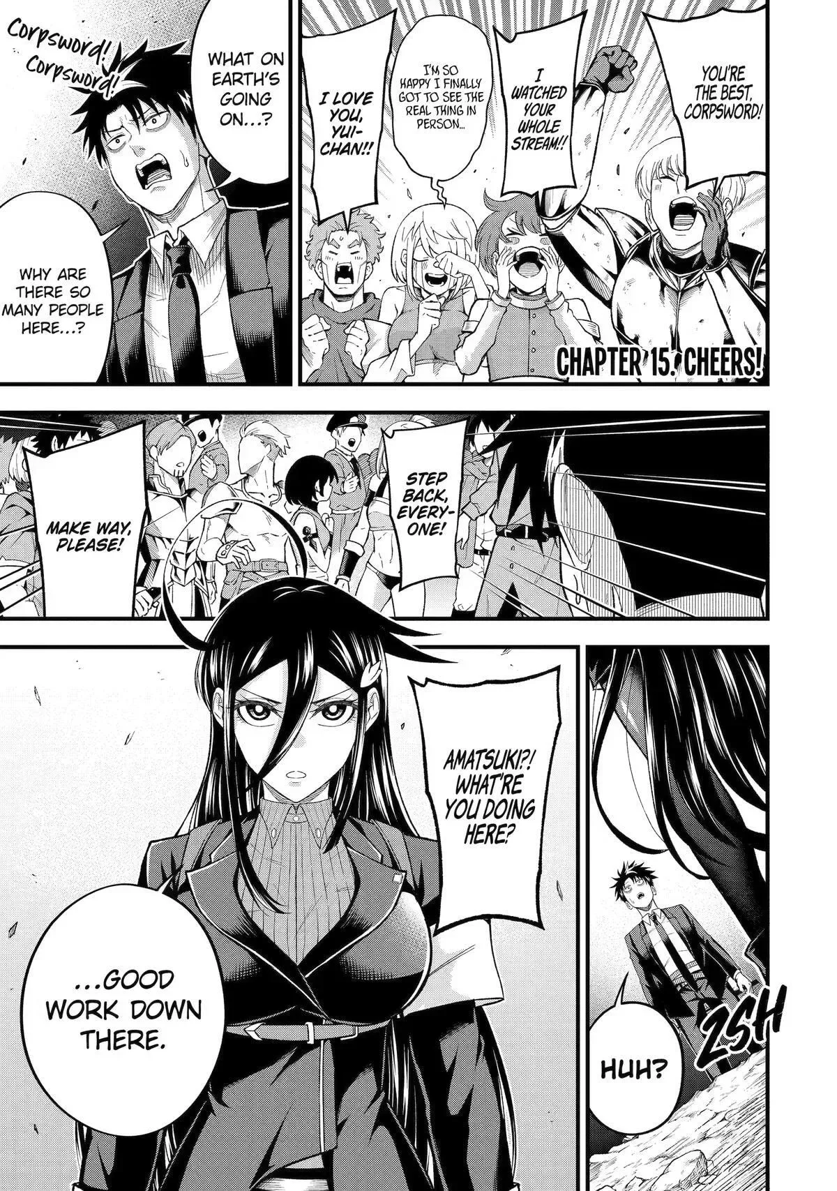 Shachiku Kensei, Haishinsha ni Naru: Black Guild Kaishain, Ukkari Kaisha-you Kaisen de S-kyuu Monster o Aite ni Musou Suru Tokoro o Zenkoku Haishin Shiteshimau Chapter 15 page 1