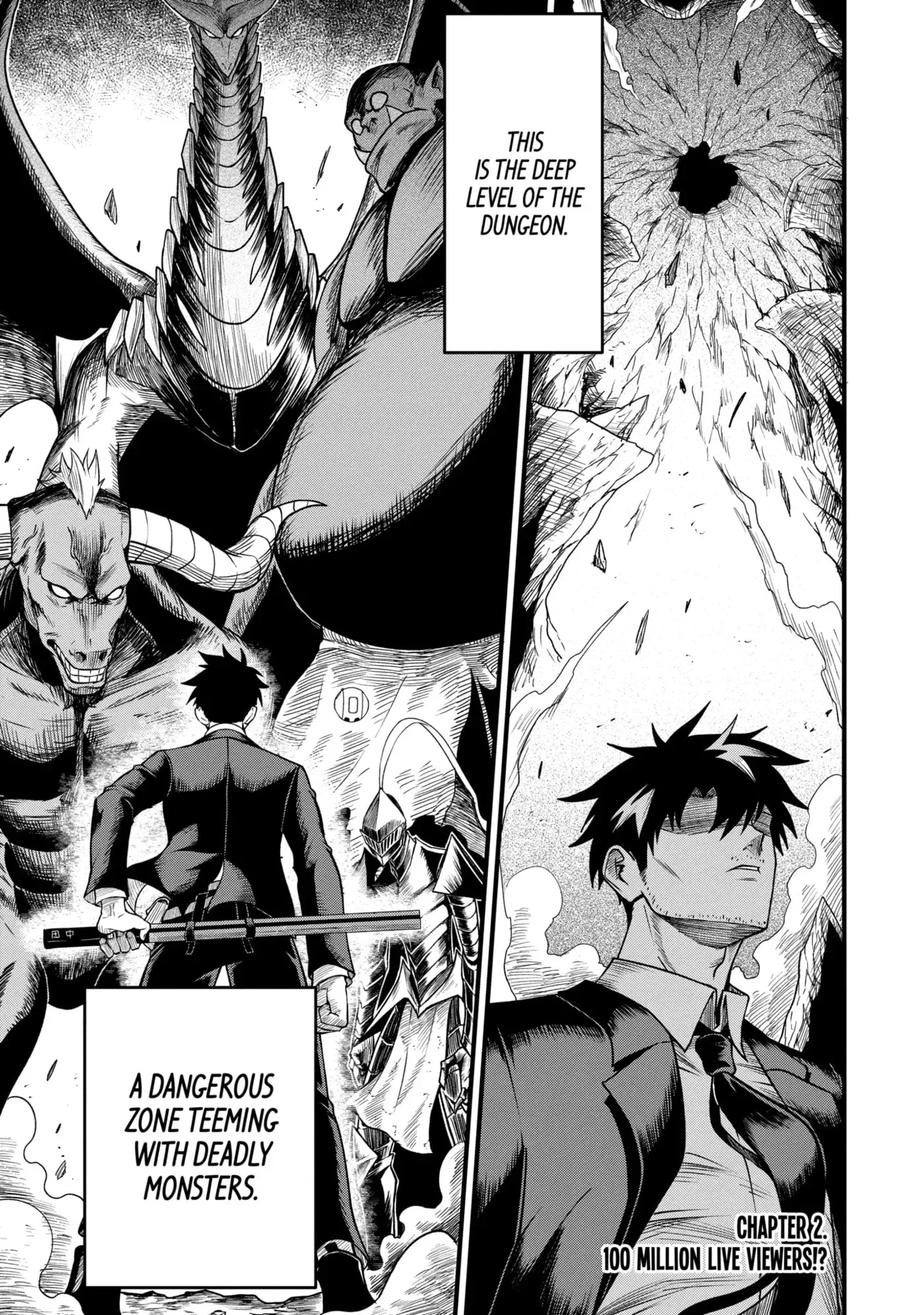 Shachiku Kensei, Haishinsha ni Naru: Black Guild Kaishain, Ukkari Kaisha-you Kaisen de S-kyuu Monster o Aite ni Musou Suru Tokoro o Zenkoku Haishin Shiteshimau Chapter 2.1 page 1