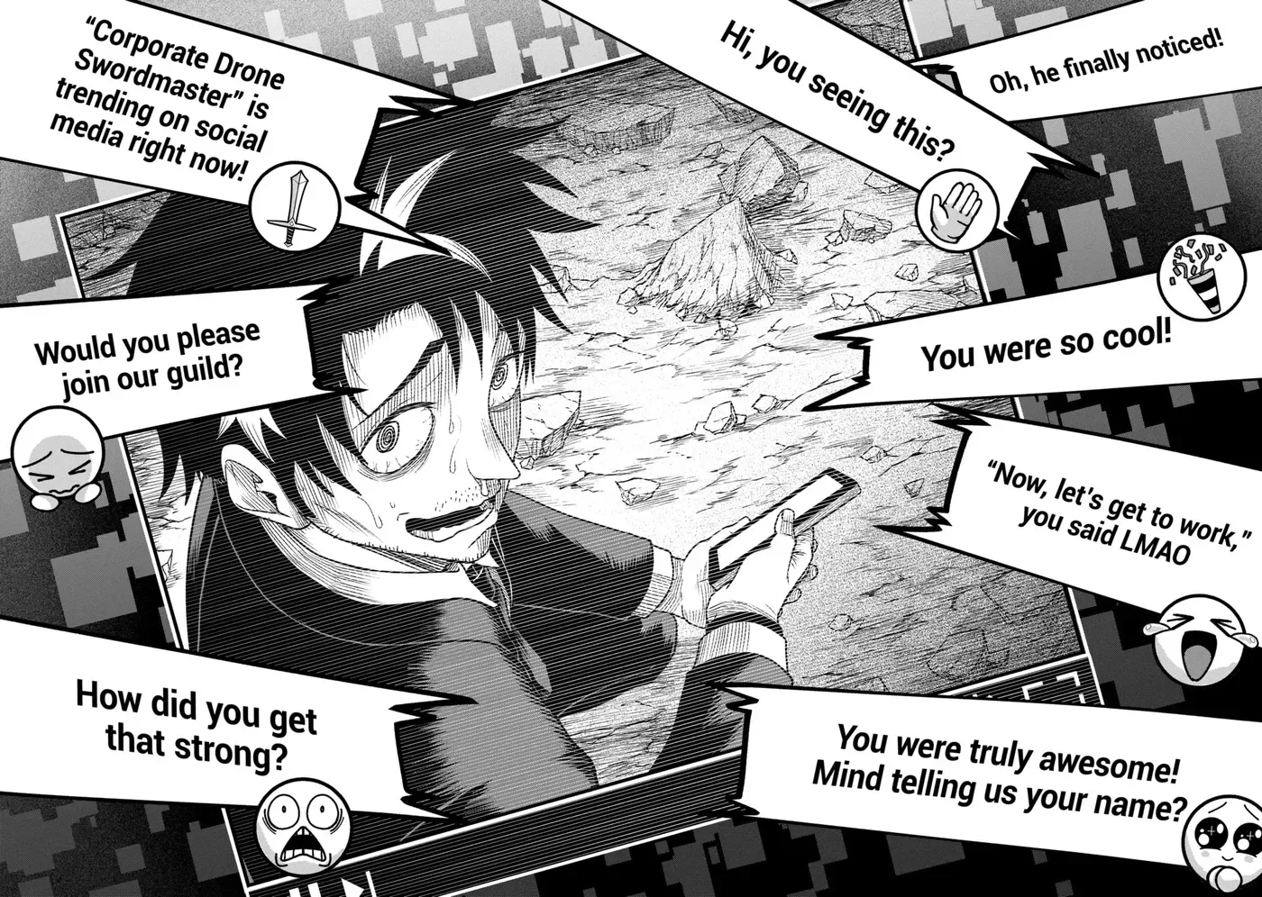 Shachiku Kensei, Haishinsha ni Naru: Black Guild Kaishain, Ukkari Kaisha-you Kaisen de S-kyuu Monster o Aite ni Musou Suru Tokoro o Zenkoku Haishin Shiteshimau Chapter 2.4 page 12