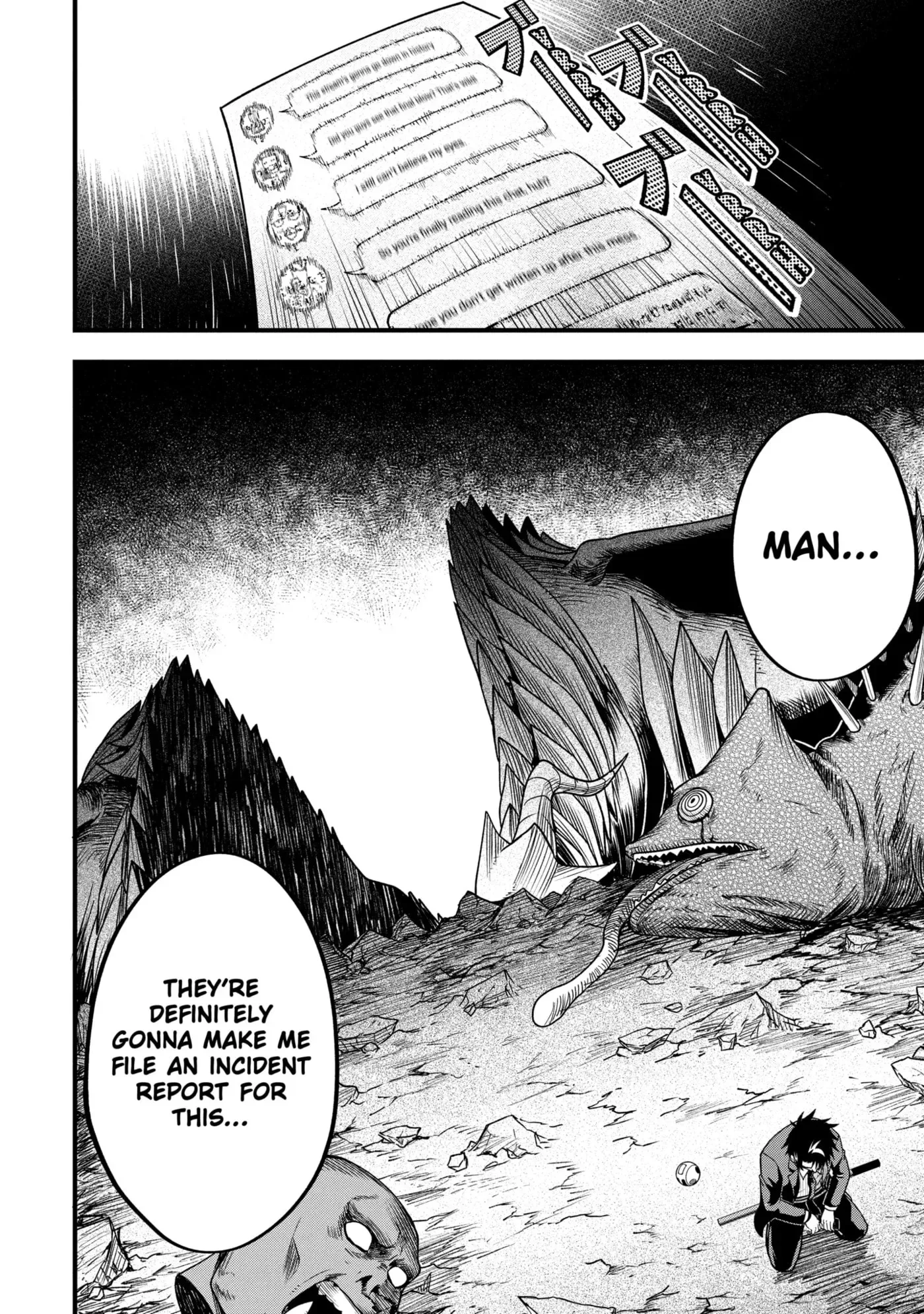 Shachiku Kensei, Haishinsha ni Naru: Black Guild Kaishain, Ukkari Kaisha-you Kaisen de S-kyuu Monster o Aite ni Musou Suru Tokoro o Zenkoku Haishin Shiteshimau Chapter 2.4 page 13