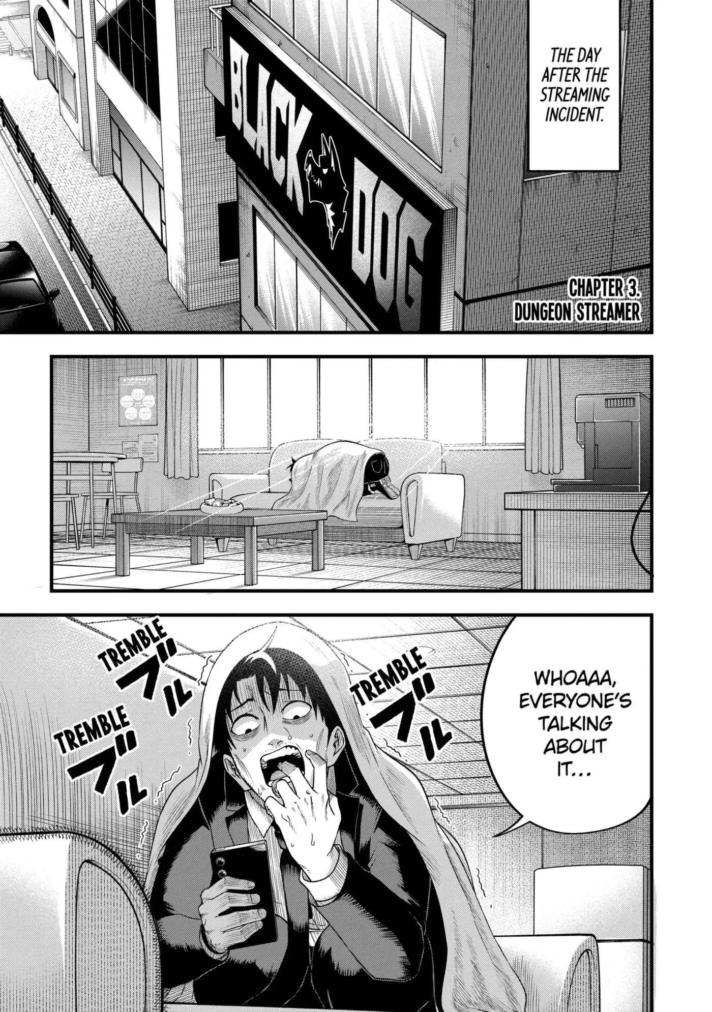 Shachiku Kensei, Haishinsha ni Naru: Black Guild Kaishain, Ukkari Kaisha-you Kaisen de S-kyuu Monster o Aite ni Musou Suru Tokoro o Zenkoku Haishin Shiteshimau Chapter 3.1 page 1