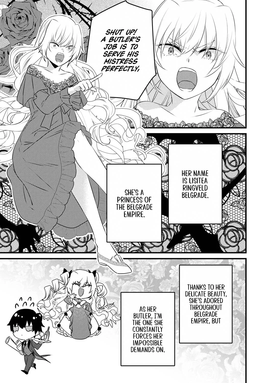 Shitsuji Desu ga Nanika? ~Osananajimi no Power Harassment Koujo to Zetsuen Shitara, Ringoku no Himawari Oujo ni Hirowareta node Kono Mi wo Sasagemasu~ Chapter 1 page 4