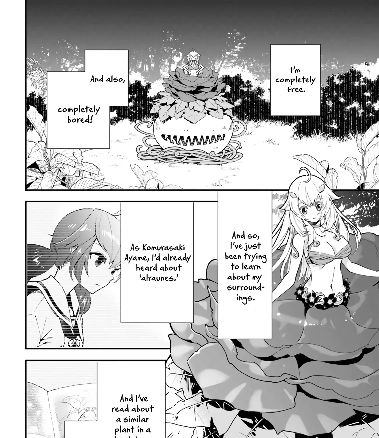 Shokubutsu Monster Musume Nikki ~Seijo datta Watashi ga Uragirareta Hate ni Aruraune ni Tensei Shite Shimatta node, kore kara wa Kougousei wo Shinagara Shizuka ni Shokubutsu Life wo Sugoshimasu~ Chapter 1.1 page 7