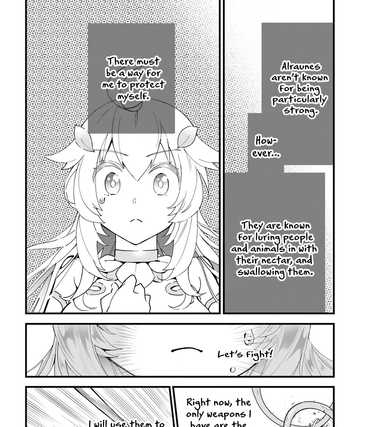 Shokubutsu Monster Musume Nikki ~Seijo datta Watashi ga Uragirareta Hate ni Aruraune ni Tensei Shite Shimatta node, kore kara wa Kougousei wo Shinagara Shizuka ni Shokubutsu Life wo Sugoshimasu~ Chapter 1 page 33
