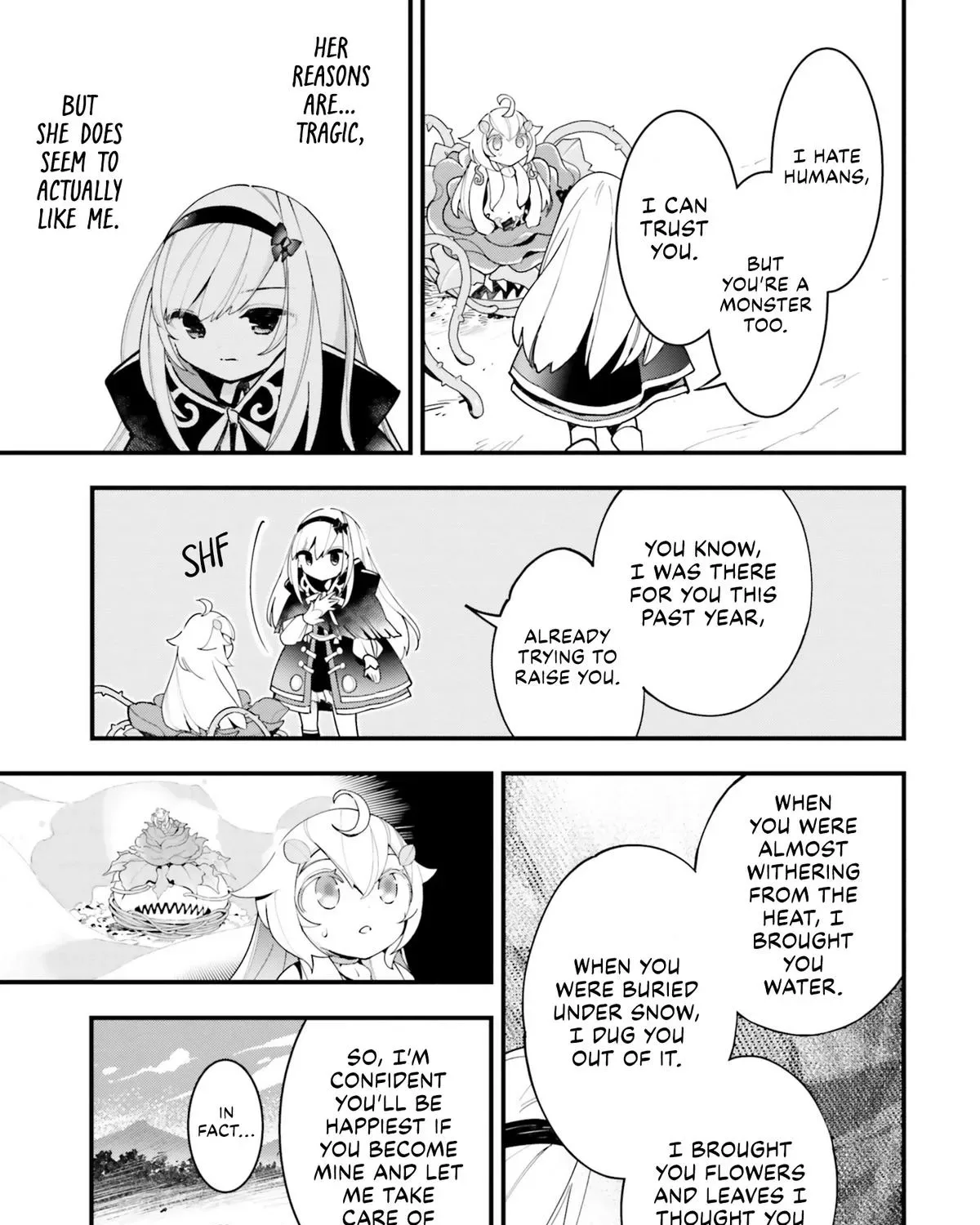 Shokubutsu Monster Musume Nikki ~Seijo datta Watashi ga Uragirareta Hate ni Aruraune ni Tensei Shite Shimatta node, kore kara wa Kougousei wo Shinagara Shizuka ni Shokubutsu Life wo Sugoshimasu~ Chapter 15 page 27