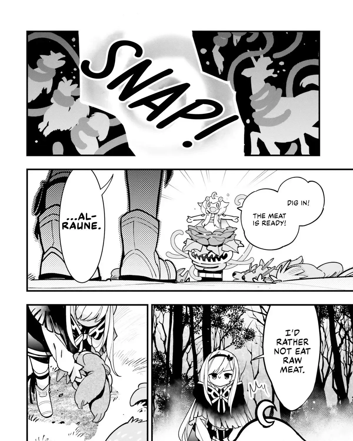 Shokubutsu Monster Musume Nikki ~Seijo datta Watashi ga Uragirareta Hate ni Aruraune ni Tensei Shite Shimatta node, kore kara wa Kougousei wo Shinagara Shizuka ni Shokubutsu Life wo Sugoshimasu~ Chapter 18 page 52