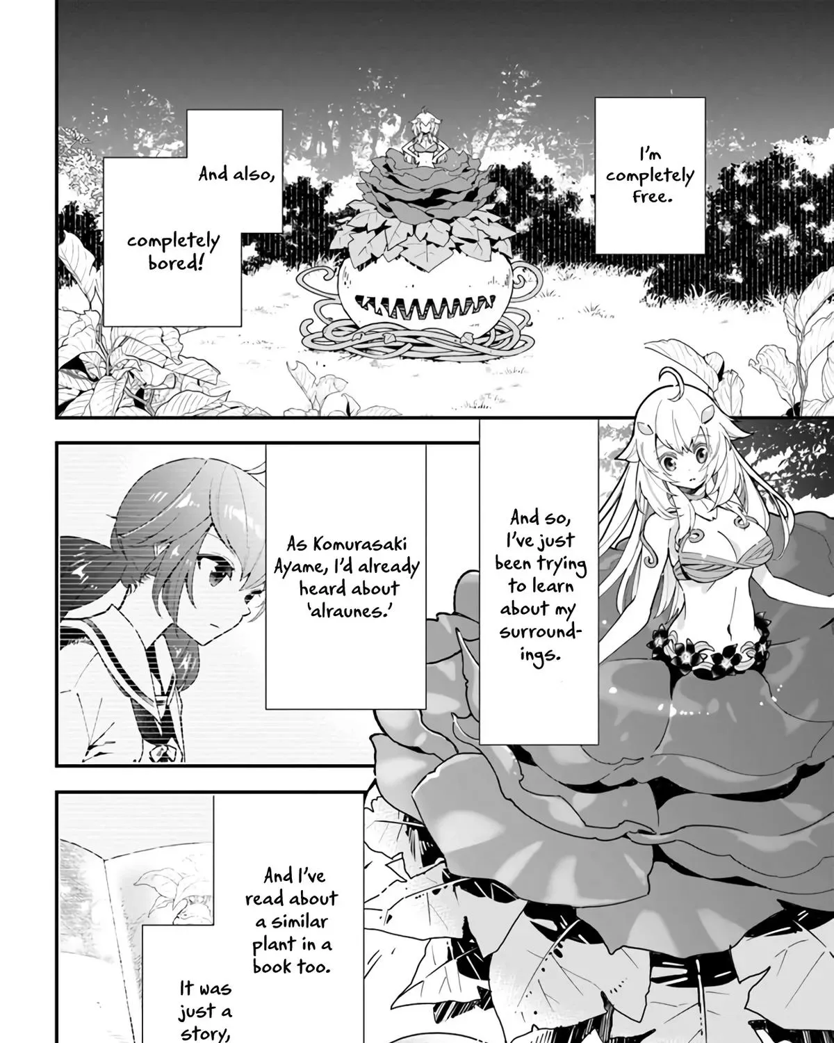 Shokubutsu Monster Musume Nikki ~Seijo datta Watashi ga Uragirareta Hate ni Aruraune ni Tensei Shite Shimatta node, kore kara wa Kougousei wo Shinagara Shizuka ni Shokubutsu Life wo Sugoshimasu~ Chapter 2 page 9