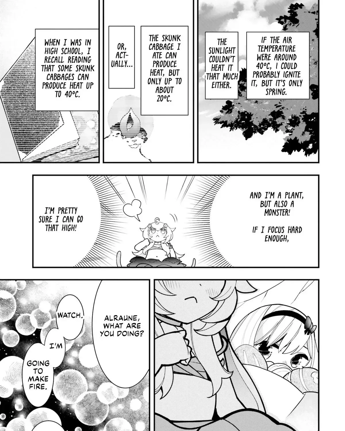 Shokubutsu Monster Musume Nikki ~Seijo datta Watashi ga Uragirareta Hate ni Aruraune ni Tensei Shite Shimatta node, kore kara wa Kougousei wo Shinagara Shizuka ni Shokubutsu Life wo Sugoshimasu~ Chapter 20 page 34