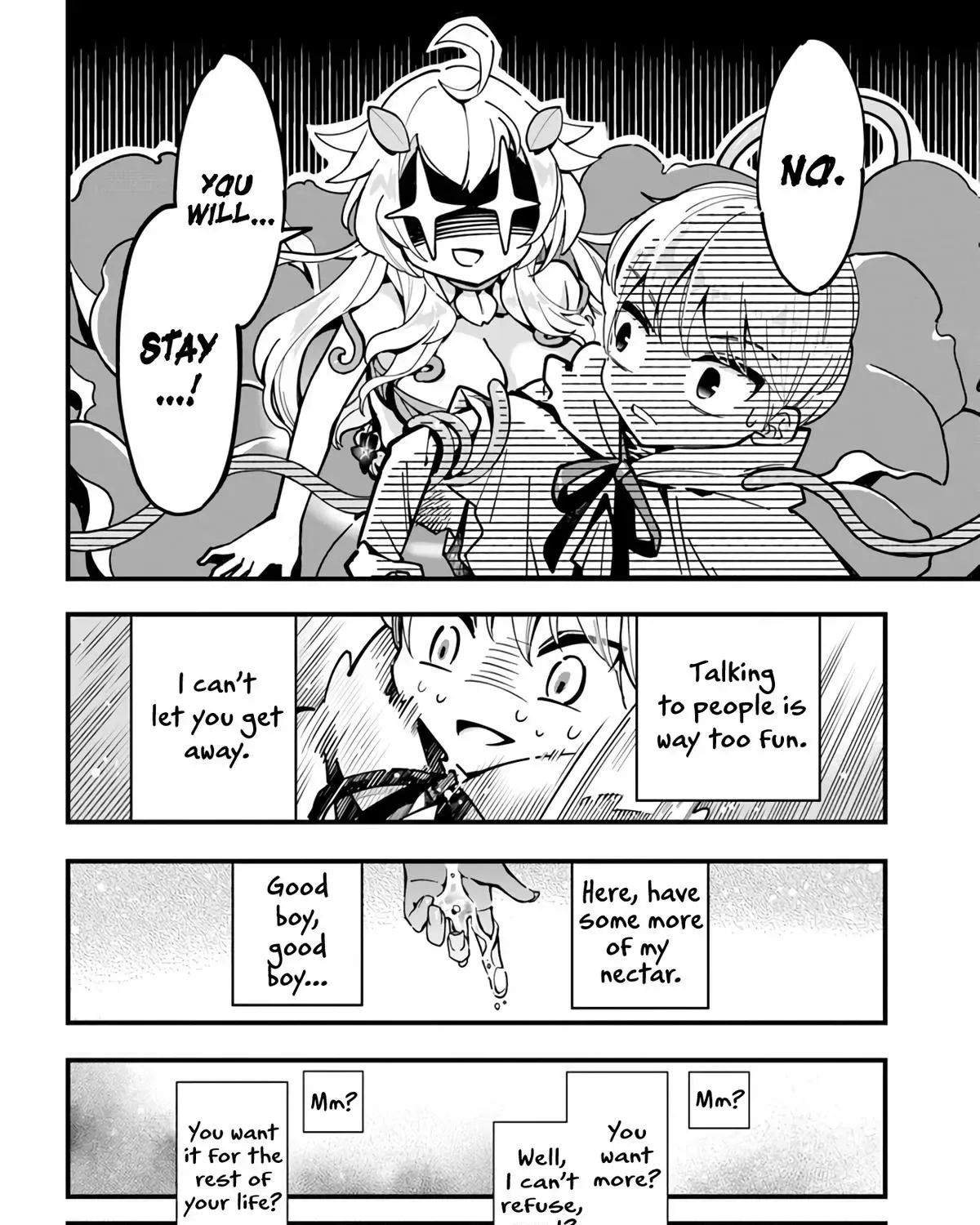 Shokubutsu Monster Musume Nikki ~Seijo datta Watashi ga Uragirareta Hate ni Aruraune ni Tensei Shite Shimatta node, kore kara wa Kougousei wo Shinagara Shizuka ni Shokubutsu Life wo Sugoshimasu~ Chapter 4 page 33