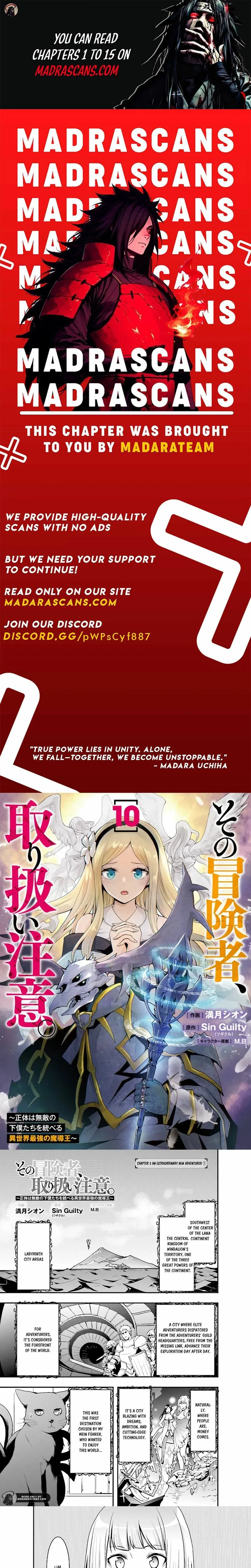 Sono Bouken-sha, Toriatsukai chuui. ~Shoutai wa Muteki no Geboku-tachi wo Suberu Isekai Saikyou no Madou-ou~ Chapter 2 page 1