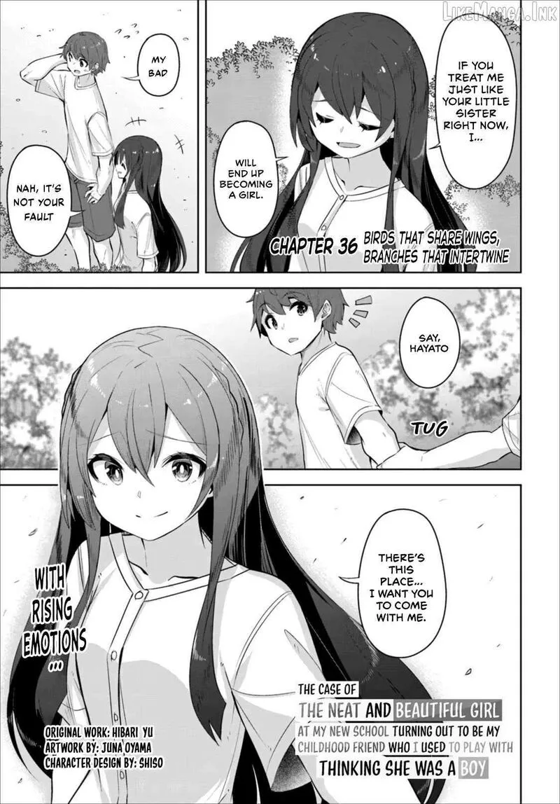 Tenkou Saki no Seiso Karen na Bishoujo ga, Mukashi Danshi to Omotte Issho ni Asonda Osananajimi datta Ken Chapter 36 page 1