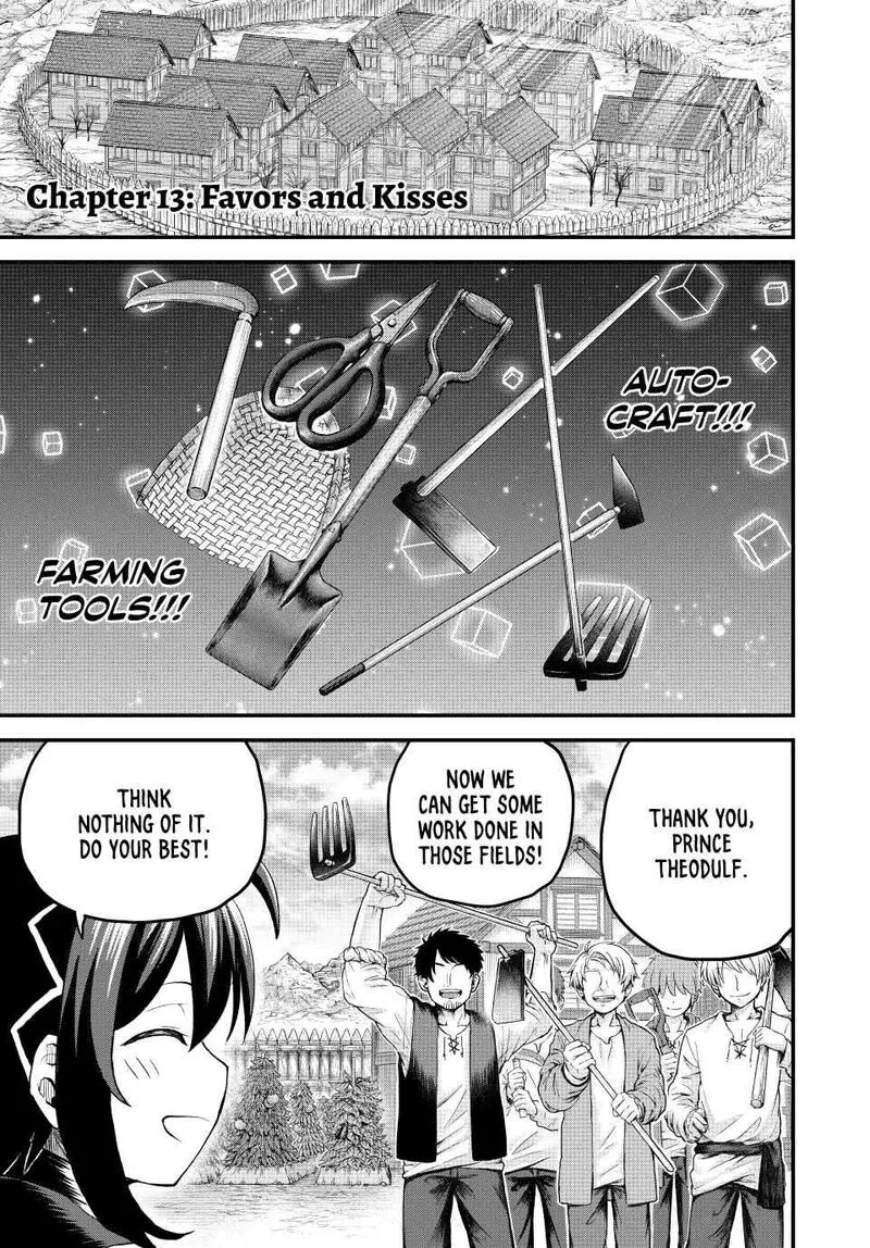 Tsuihou Sareta Tensei Ouji, "Auto Craft" Skill de Ryouchi o Bakusoku de Kaitakushi Saikyou no Mura o Tsukutte Shimau: Saikyou Crafting Skill de Hajimeru, Rakuraku Ryouchi Kaitaku Slow Life Chapter 13 page 1