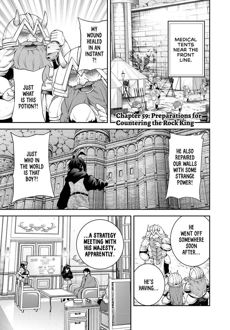 Tsuihou Sareta Tensei Ouji, "Auto Craft" Skill de Ryouchi o Bakusoku de Kaitakushi Saikyou no Mura o Tsukutte Shimau: Saikyou Crafting Skill de Hajimeru, Rakuraku Ryouchi Kaitaku Slow Life Chapter 59 page 1