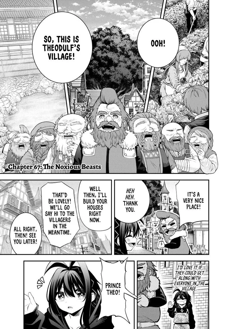 Tsuihou Sareta Tensei Ouji, "Auto Craft" Skill de Ryouchi o Bakusoku de Kaitakushi Saikyou no Mura o Tsukutte Shimau: Saikyou Crafting Skill de Hajimeru, Rakuraku Ryouchi Kaitaku Slow Life Chapter 67 page 1