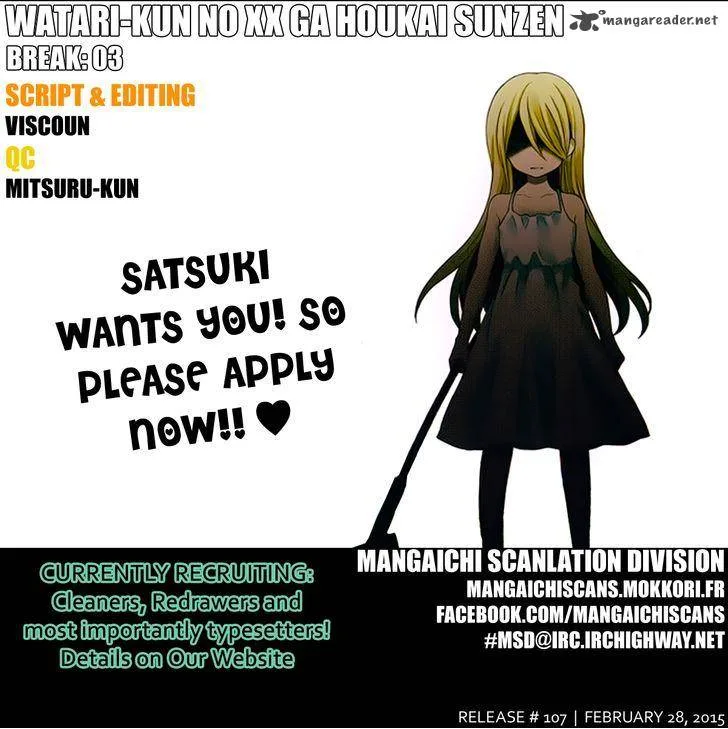Watari-kun no xx ga Houkai Sunzen Chapter 3 page 34