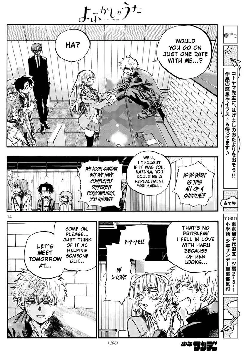 Yofukashi no Uta Chapter 143 page 15