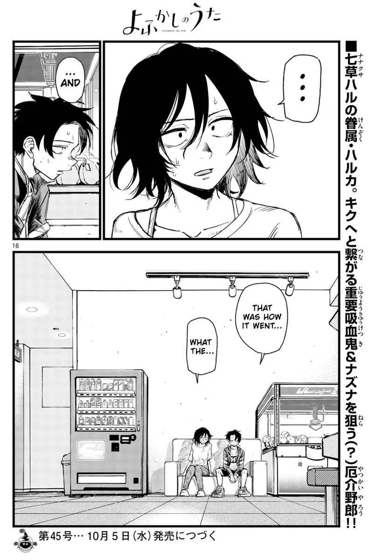 Yofukashi no Uta Chapter 143 page 17