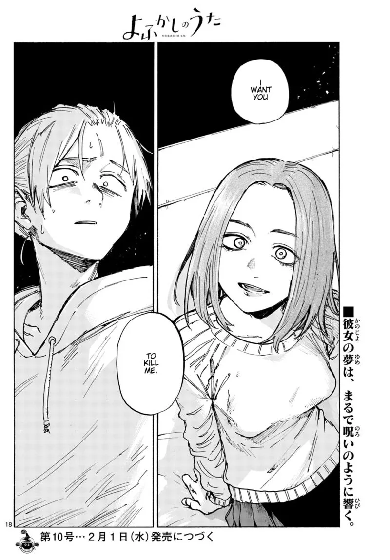 Yofukashi no Uta Chapter 157 page 18