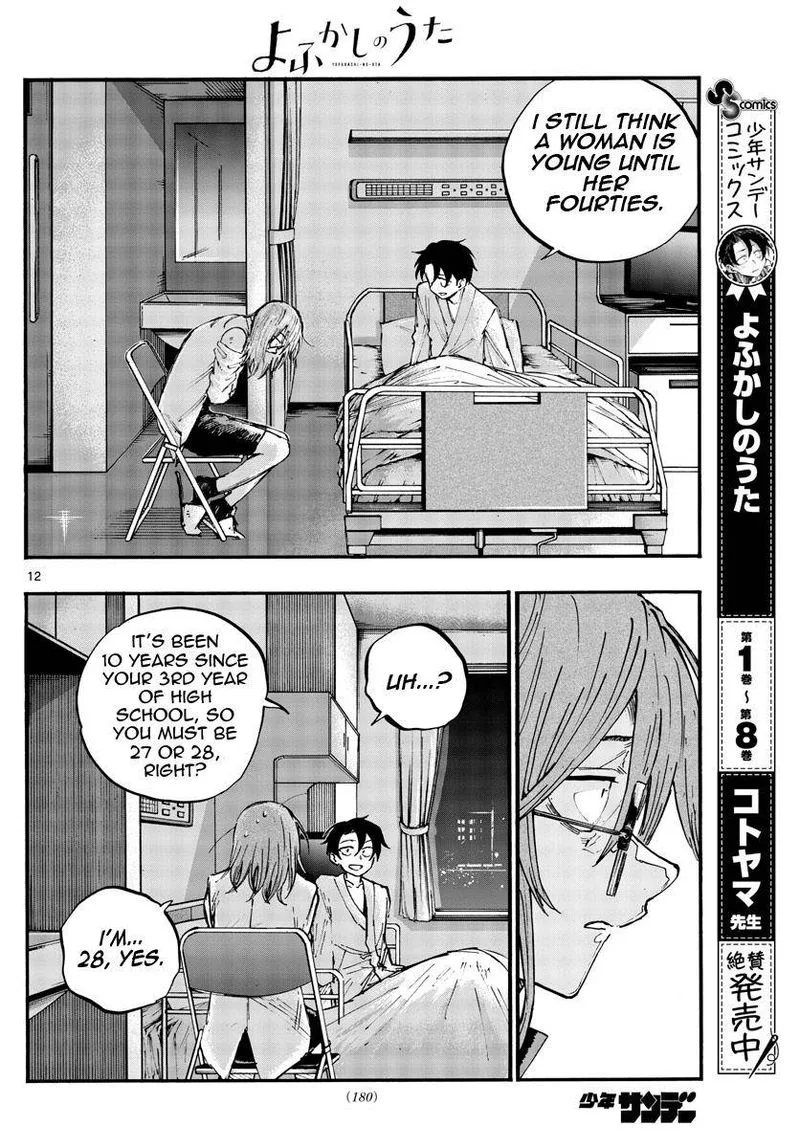 Yofukashi no Uta Chapter 93 page 12