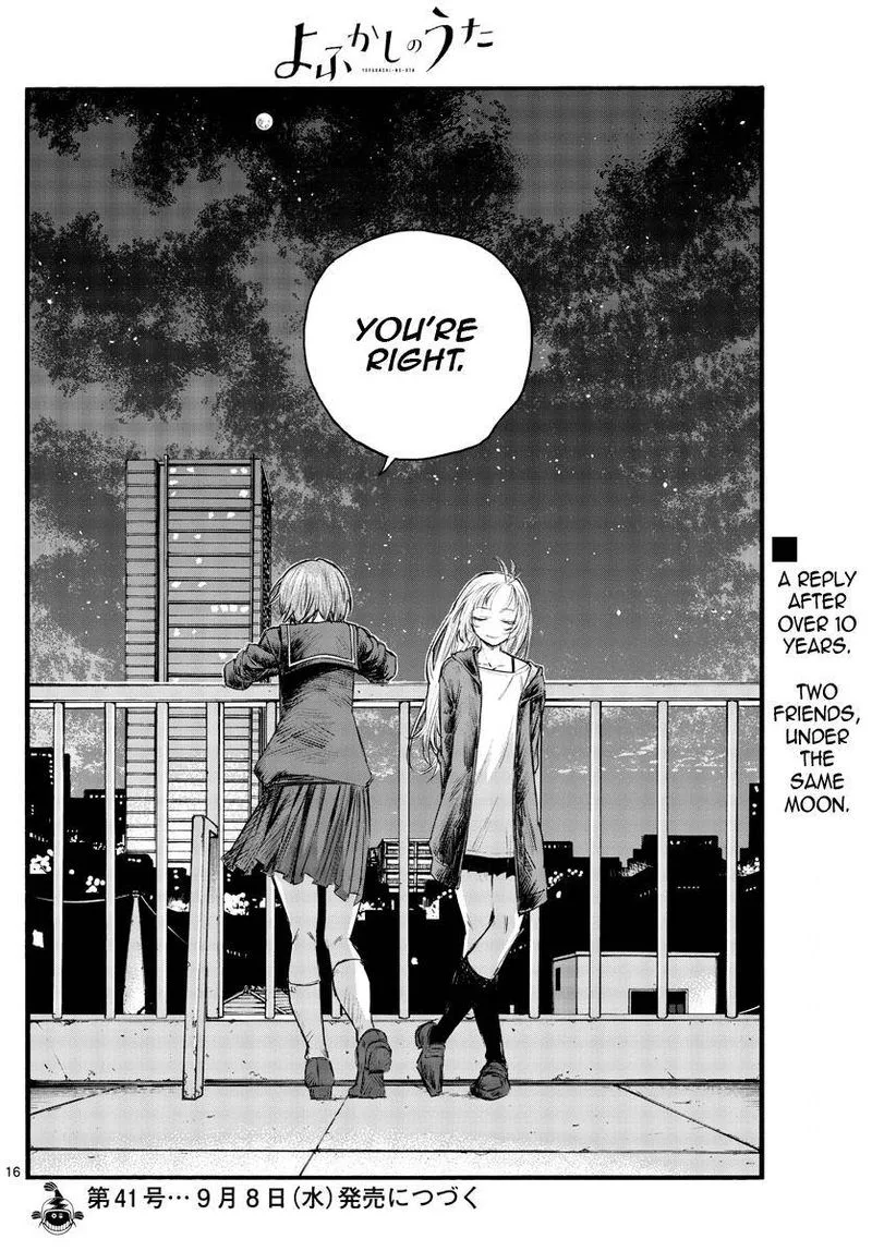 Yofukashi no Uta Chapter 93 page 16