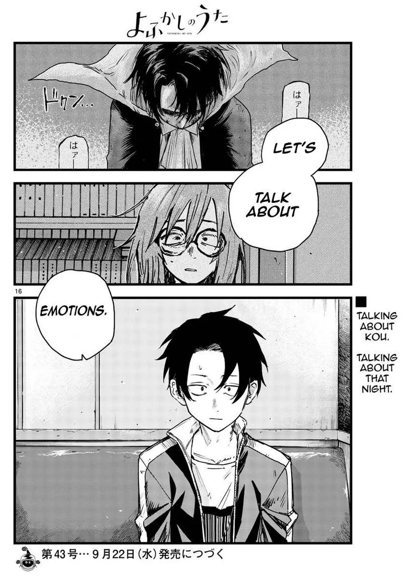Yofukashi no Uta Chapter 95 page 16