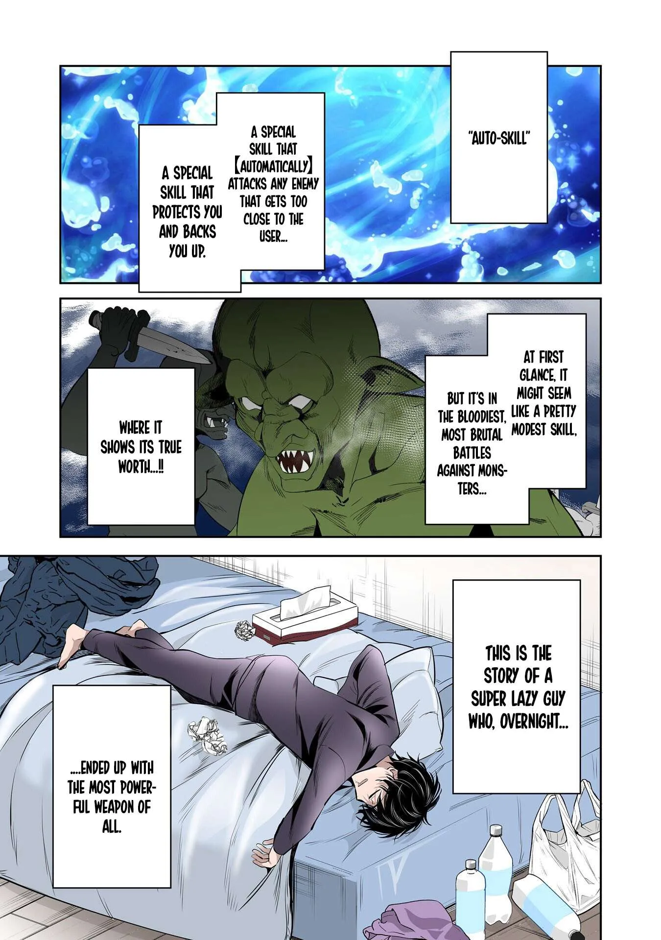 Zenjidou Kougeki (Auto) Skill de Ore Dake Chousoku Level Up: Megami ga Michibiku Taida na Tenseisha no Sakutto Isekai Kouryaku Chapter 1 page 1